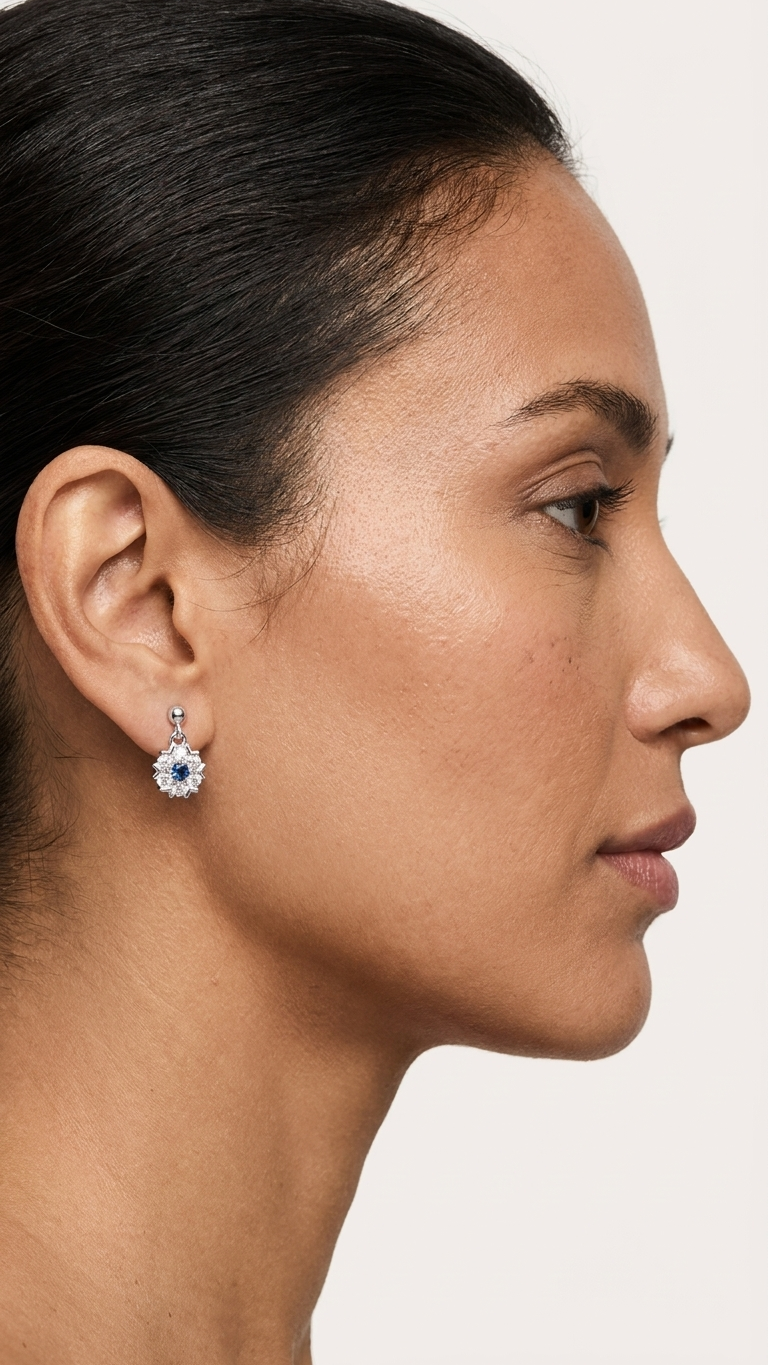 💎Floral Blue Stone Bugadi Earring in 925 Silver