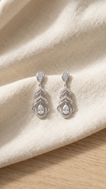 925 Silver Art Deco Crystal Drop Earrings 🌟