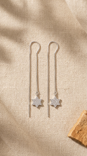 ✨ 925 Silver Celestial Star Threader Drop Earrings