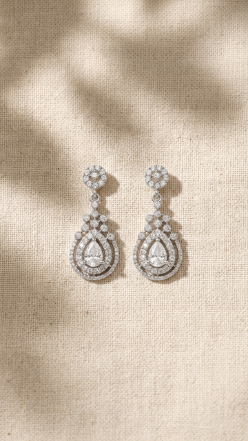 925 Silver Vintage Teardrop Crystal Drop Earrings 💧