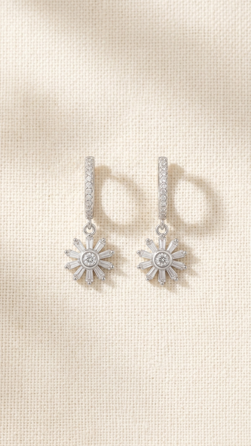 ✨ Dazzling Starburst 925 Silver Drop Earrings