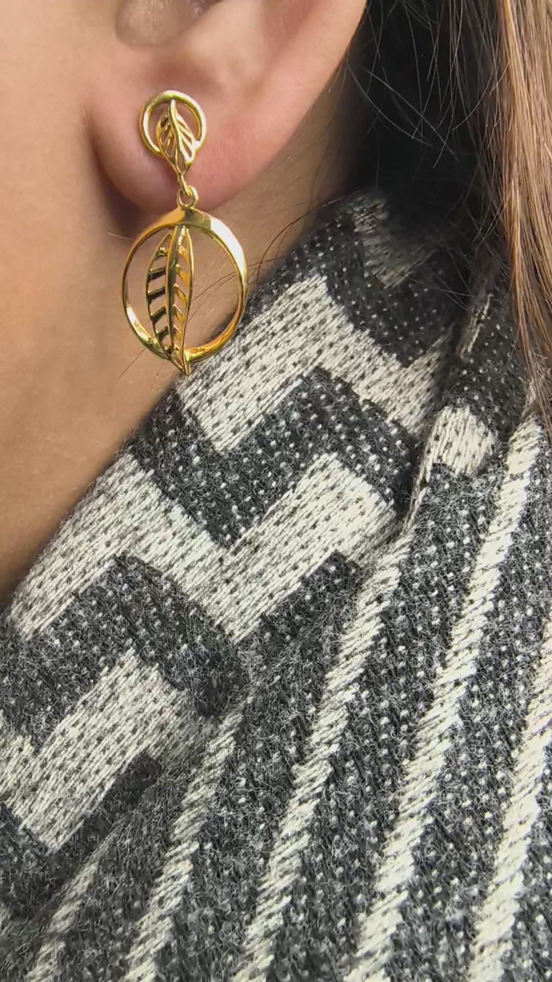 925 silver golden leaf circle earrings styled for festive and everyday wear