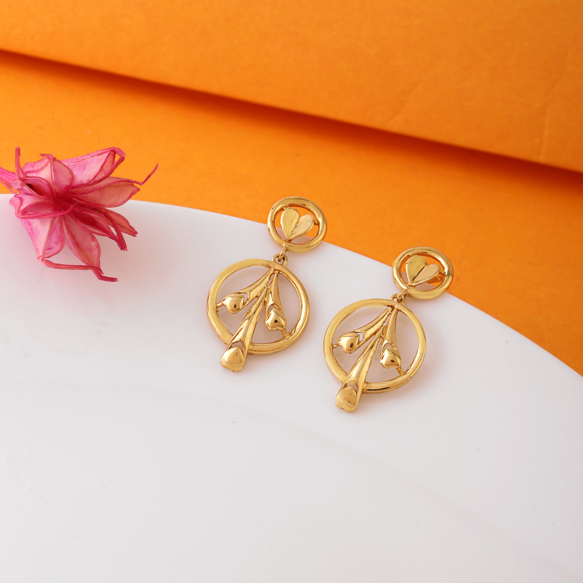 Golden Heart Bloom Earrings – 92.5 Sterling Silver